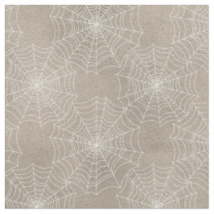 White Spider Webs auf Tan Stoff