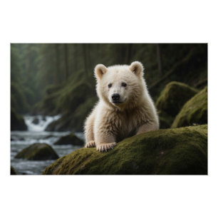 White Spirit Bear Cub Wildlife Poster