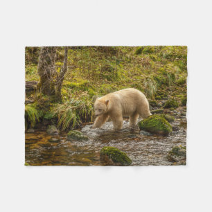 White Spirit Bear jagt Fische auf Riordan Creek Fleecedecke