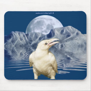 White Spirit Raven & Moon Wildlife Mousepad