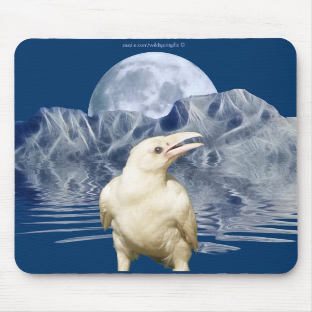 White Spirit Raven & Moon Wildlife Mousepad (Vorne)