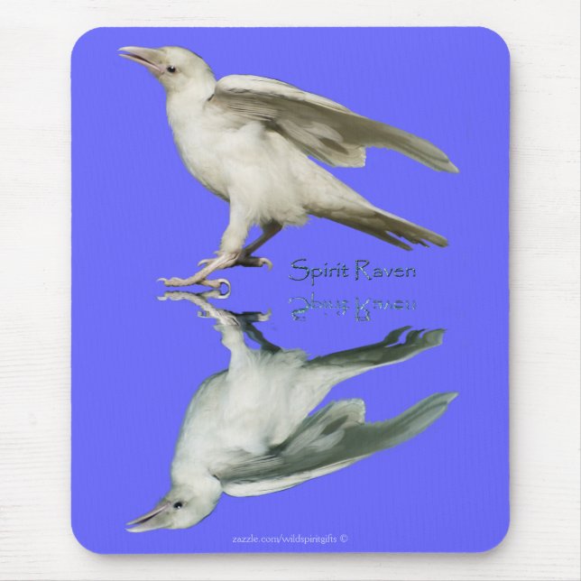 White Spirit Raven Wildlife Art Mousepad (Vorne)