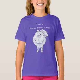 White Spitz Pom Pom Girl T - Shirt