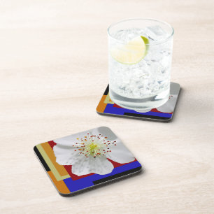 White Spring Blossom Fine Art Colorful Geometrie Getränkeuntersetzer