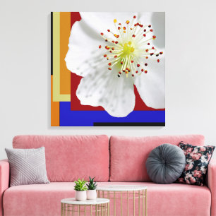 White Spring Blossom Fine Art Colorful Geometrie Leinwanddruck