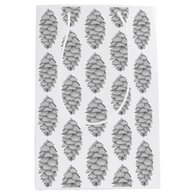 White Spruce Cone Geschenktasche Mittlere Geschenktüte (Vorderseite)