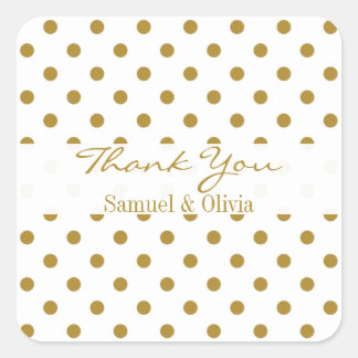 White Square Custom Gold Polka Dotted Vielen Dank Quadratischer Aufkleber