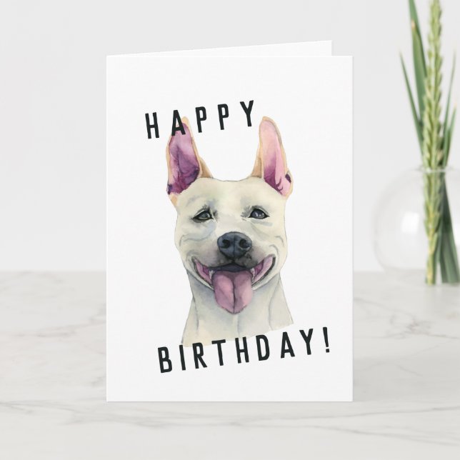 White Staffordshire Bull Terrier Dog | Geburtstag Karte (Vorderseite)
