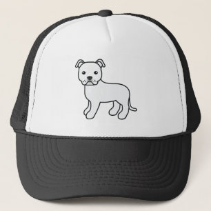White Staffordshire Bull Terrier Dog Illustration Truckerkappe