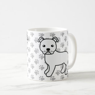 White Staffordshire Bull Terrier Niedlich Cartoon  Kaffeetasse