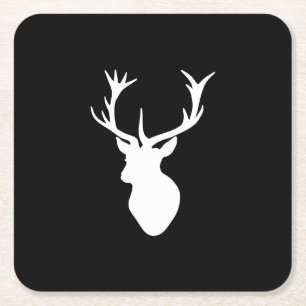 White Stag Head Rechteckiger Pappuntersetzer
