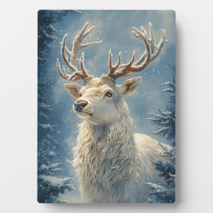 White Stag Portrait Mystical Winter Art Fotoplatte