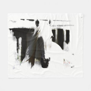 White Stallion Artwork Fleecedecke