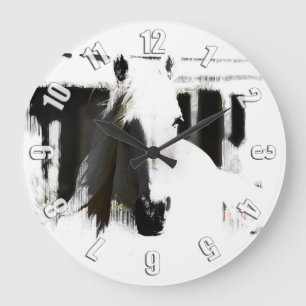 White Stallion Artwork Große Wanduhr