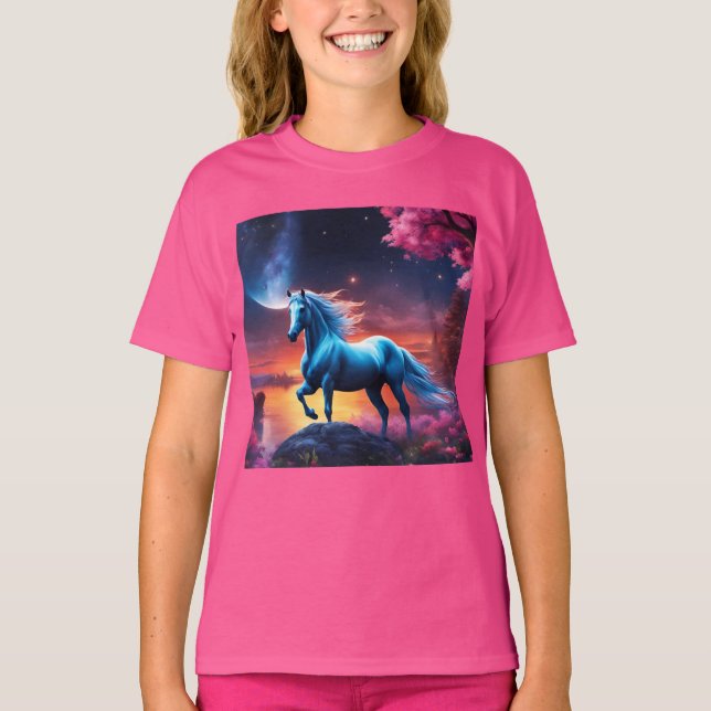 White Stallion Fantasy Pink Garden T-Shirt (Vorderseite)