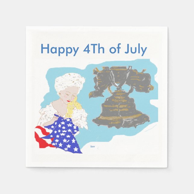 White Standard Cocktail Paper Napkins 4. Juli Serviette (Vorderseite)