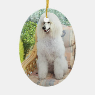 White Standard Poodle Keramikornament