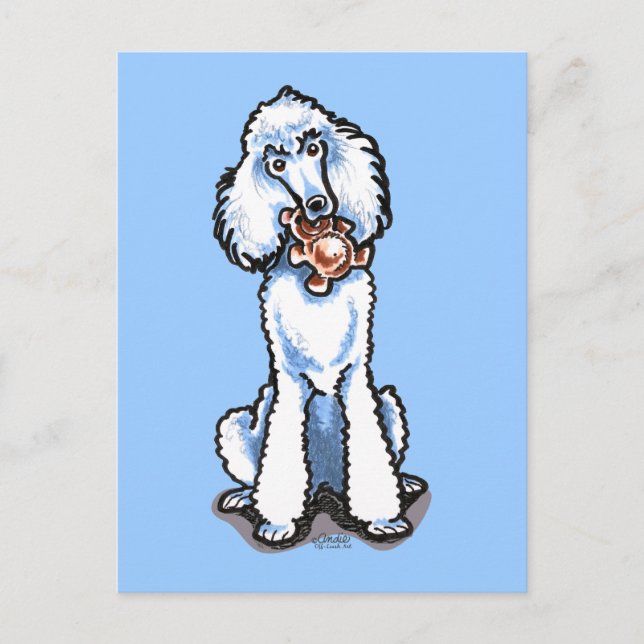 White Standard Poodle Teddy Bear Postkarte (Vorderseite)