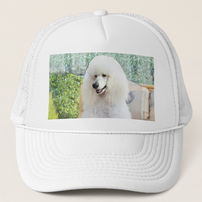 White Standard Poodle Truckerkappe (Vorderseite)