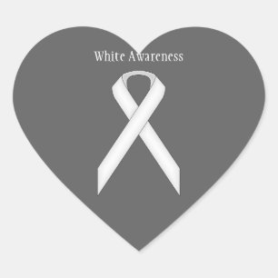 White Standard Ribbon von Kenneth Yoncich Herz-Aufkleber