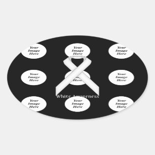 White Standard Ribbon von Kenneth Yoncich Ovaler Aufkleber