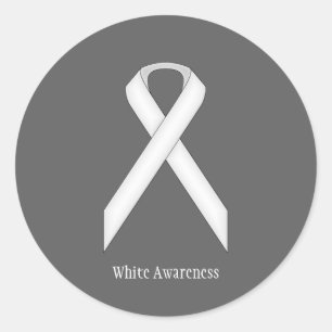 White Standard Ribbon von Kenneth Yoncich Runder Aufkleber