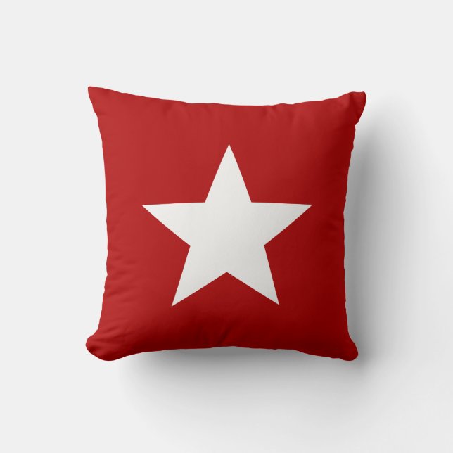 White Star auf Red Throw Kissen (Vorderseite)