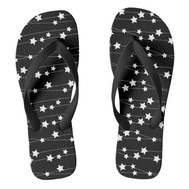 White Star Black Flip Flops (Fußbett)