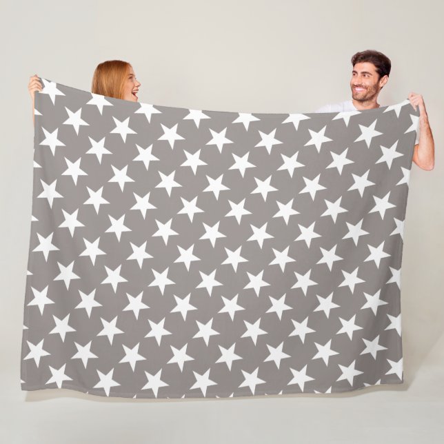 White Star Chic Beige Brown Stars Design Moderne Fleecedecke (Beispiel)