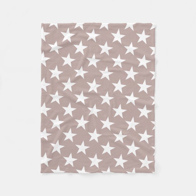 White Star Light Brown Color Design Stars Modern Fleecedecke (Vorderseite)