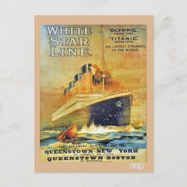 White Star Line Titanic & Olympic ad Postkarte (Vorderseite)