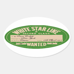 White Star Line (zum Anpassen) Ovaler Aufkleber
