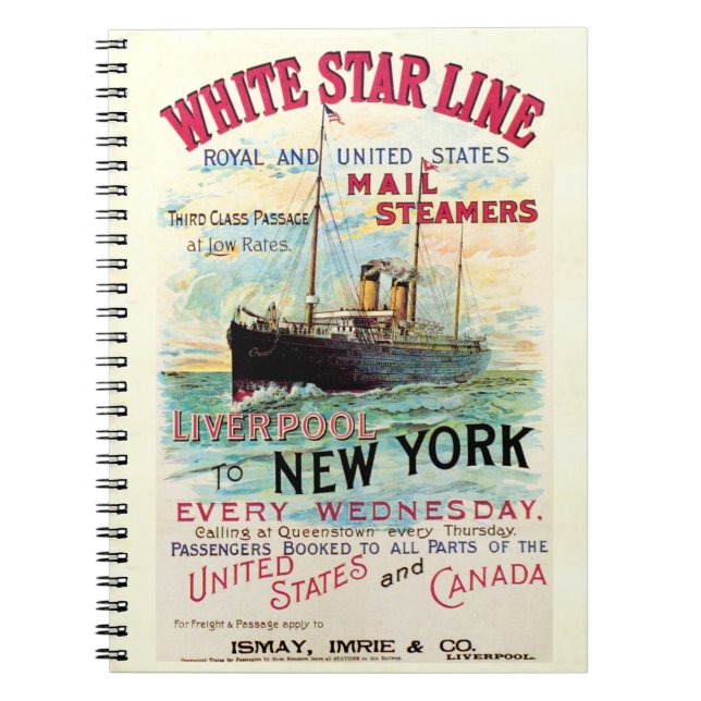 WHITE STAR LINIE OCEAN MAIL STEAMER NOTIZBLOCK (Vorderseite)