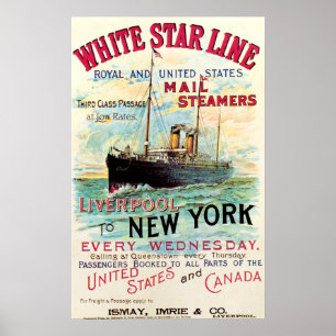 WHITE STAR LINIE OCEAN MAIL STEAMER POSTER