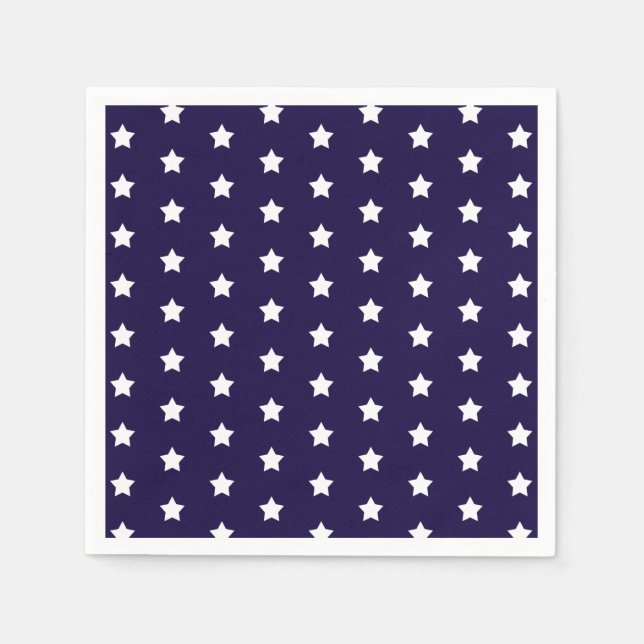White Star-Muster auf Custom Navy Blue Party Serviette (Vorderseite)