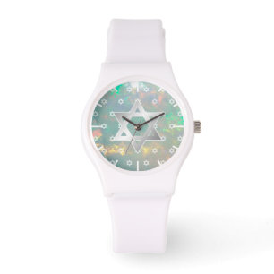 White Star von David Fire Opal Dial Bat Mitzvah Armbanduhr