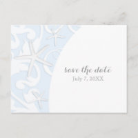 White Starfish Blue Beach Hochzeit Save the Date