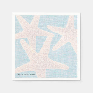 White Starfish & Blue Burlap Eleganter Empfang Serviette