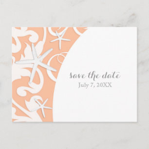 White Starfish Coral Beach Hochzeit Save the Date Ankündigungspostkarte