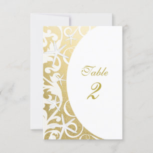 White Starfish Gold Beach Hochzeiten Tischnummern