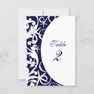 White Starfish Navy Blue Beach Tischnummern