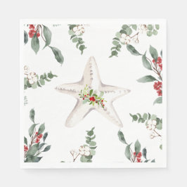 White Starfish Weihnachtsfest Serviette