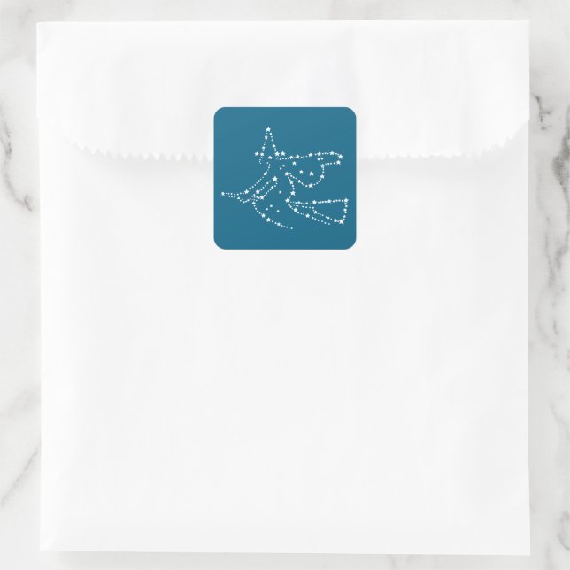 White Starry Hexe Halloween Quadratischer Aufkleber (Tasche)