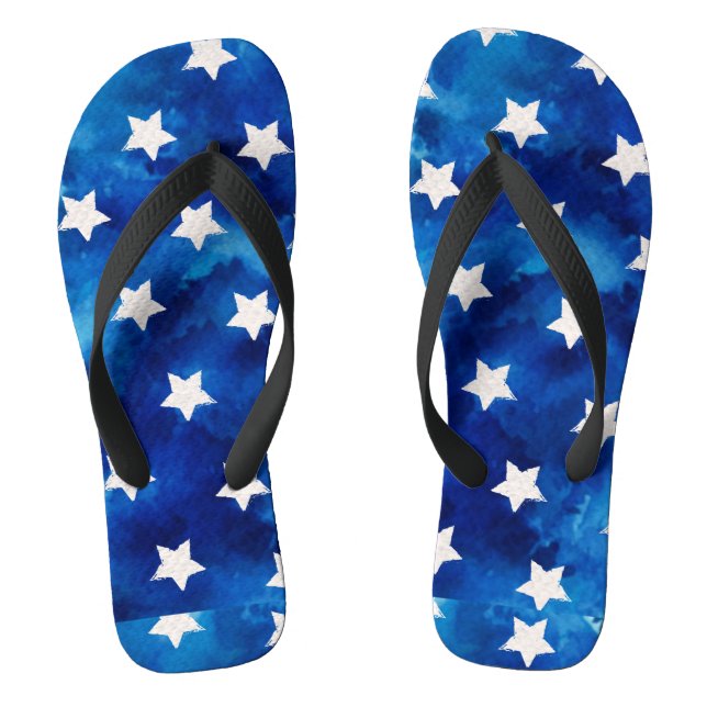 White Stars Blue Summer Vacation Flip Flops (Fußbett)