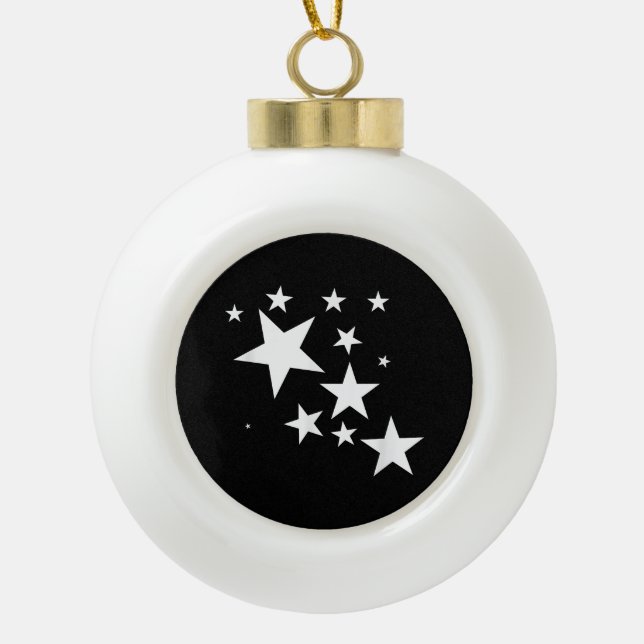 White-Stars-Kostümgeschenk im Star-Design Keramik Kugel-Ornament (Vorderseite)
