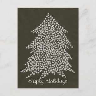 White Stars Lights Weihnachtsbaum Schwarze Postkar Feiertagspostkarte