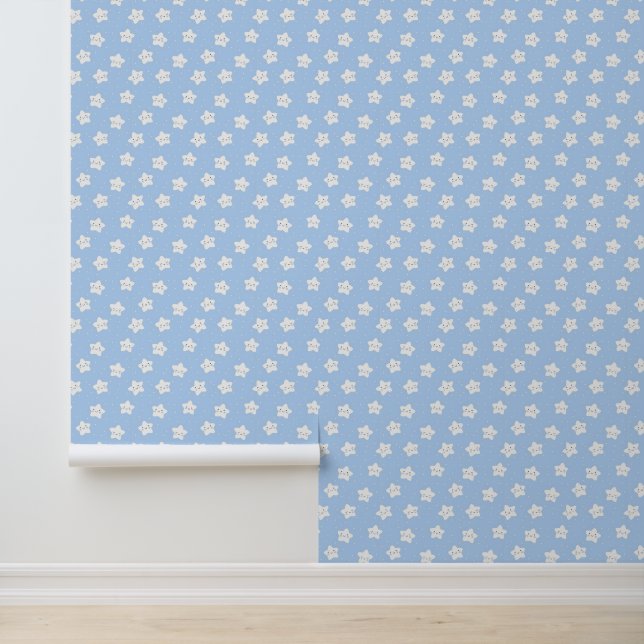 White Stars on Blue Baby Nursery Wallpaper  Tapete (Anwendung)