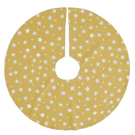 White Stars on Color Gold Polyester Weihnachtsbaumdecke