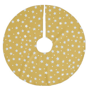 White Stars on Color Gold Polyester Weihnachtsbaumdecke