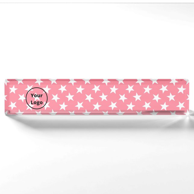 White stars on pink namensplakette (Vorderseite)